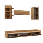 Σύνθεση τηλεόρασης Callisto Χρυσό Δρυς-Γκρεζ 200x40x180cm - Image 3