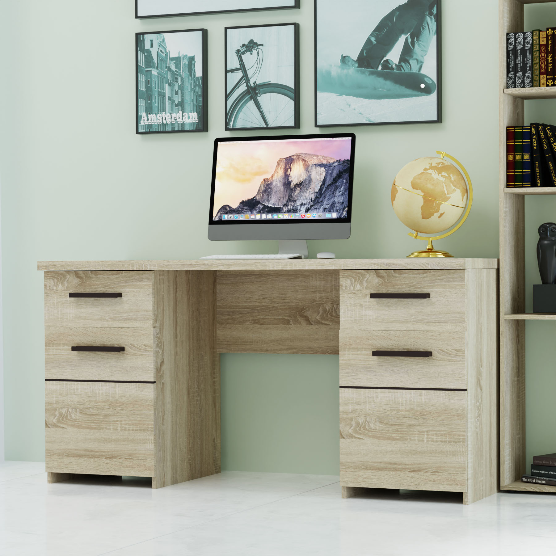 2993 Γραφείο Solo 145 Sonoma με Wenge 145x60x76εκ - Image 1