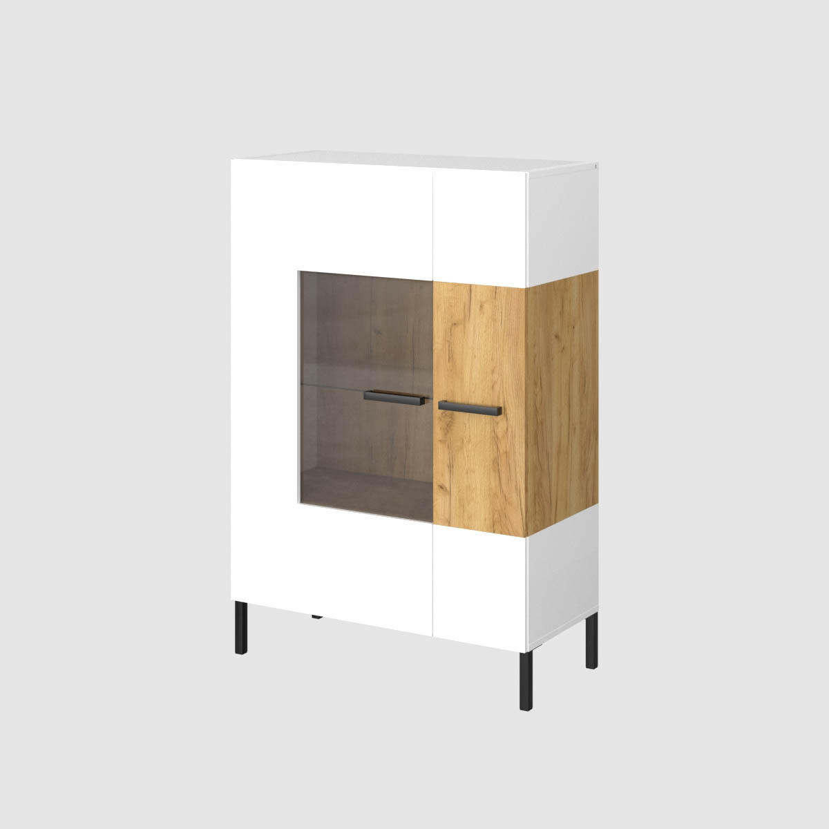 3892 Βιτρίνα Santes Χρυσό Δρυς-Λευκό 90x42x134.50cm - Image 1