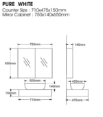 TOP ΒΑΣΗ STONE 70cm χρ WHITE με γκρι νερά S3BTOP-CT1-71WH - Image 2