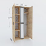 Ντουλάπα Viva 2D Χρυσό Δρυς-Γραφίτης 120x50x209cm - Image 3