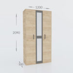 Ντουλάπα Viva 2D Χρυσό Δρυς-Γραφίτης 120x50x209cm - Image 2