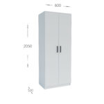 Ντουλάπα Δίφυλλη Simple Λευκή 80x52x205cm - Image 2