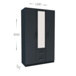 Ντουλάπα Τρίφυλλη Simple 3D2D Γραφίτης 120x52x205cm - Image 3