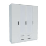 Ντουλάπα Τετράφυλλη Simple 4D2D Λευκή 160x52x205cm - Image 2