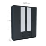 Ντουλάπα Τετράφυλλη Simple 4D2D Γραφίτης 160x52x205cm - Image 3