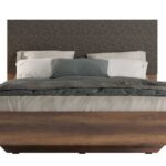 Κρεβάτι Oryana διπλό Καρυδιά με υφασμάτινο κεφαλάρι για στρώμα 160x200cm