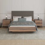 Σετ Κρεβατοκάμαρας Oryana Καρυδιά με υφασμάτινο κεφαλάρι για στρώμα 160x200cm