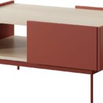 Τραπεζάκι "Color" κεραμικό κόκκινο + Φυσικό  97x45x65cm