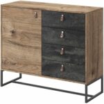 Μπουφές Dark χρώμα Βελανιδιά+black stone 103x89x39cm