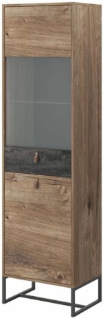 Βιτρίνα Dark χρώμα Βελανιδιά+black stone 53x197x39cm