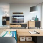 Ράφι τοίχου Flow φυσικό Artisan+Black pearl 102x17x19cm - Image 2