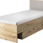 Κρεβάτι μονό Kuki με συρτάρι Φυσικό Artisan+Γκρι πλατίνα 90Χ200 με συρτάρι