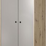 Ντουλάπα Δίφυλλη Kuki Φυσικό Artisan+Γκρι πλατίνα 90x193.6x50.2cm