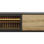 Έπιπλο τηλεόρασης Lang Ανθρακί + Φυσικό Evoke με βιτρίνα 150x55x39cm