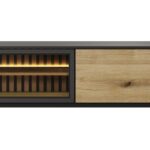 Έπιπλο τηλεόρασης Lang Ανθρακί+ Φυσικό Evoke με βιτρίνα 180x55x39cm