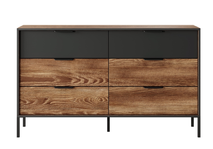 MILTON_K138_6S Συρταριέρα Milton κάστανο + Ανθρακί 137x81x39cm - Image 1