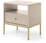 Κομοδίνο Mono μπεζ +χρυσό 54x36x39cm - Image 2