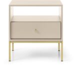 Κομοδίνο Mono μπεζ +χρυσό 54x36x39cm