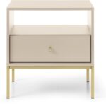 Κομοδίνο Mono μπεζ +χρυσό 54x36x39cm