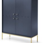 Μπουφές Mono χρώμα Μπλε +χρυσό 103,5x125,5x39cm