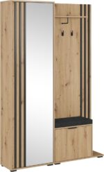 Έπιπλο εισόδου NELLY με μαξιλάρι και καθρέπτη 131x192x40cm φυσικό Artisan