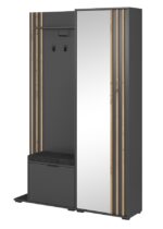 Έπιπλο εισόδου NELLY Γραφίτης με μαξιλάρι και καθρέπτη 131x192x40cm