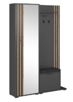 Έπιπλο εισόδου NELLY Γραφίτης με μαξιλάρι και καθρέπτη 131x192x40cm - Image 2