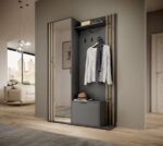 Έπιπλο εισόδου NELLY Γραφίτης με καθρέπτη 131x192x40cm - Image 2