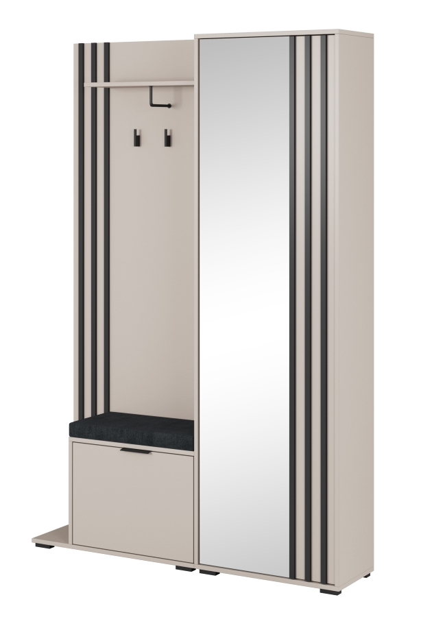 NELLY_KZ_ME Έπιπλο εισόδου NELLY Λευκό Kazmir με μαξιλάρι και καθρέπτη 131x192x40cm - Image 1