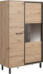 Βιτρίνα Nest Φυσικό Artisan+Black pearl 90x150x40cm - Image 2