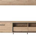 Έπιπλο τηλεόρασης Nest  με ράφι. Χρώμα Φυσικό Artisan+Black pearl 165x49x40cm