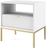 Κομοδίνο Nova Λευκό +χρυσό 54x56x39cm - Image 2