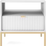 Κομοδίνο Nova Λευκό +χρυσό 54x56x39cm