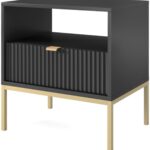 Κομοδίνο Nova Ανθρακί + Χρυσό 54x56x39cm