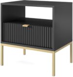 Κομοδίνο Nova Ανθρακί + Χρυσό 54x56x39cm