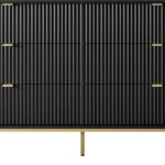 Συρταριέρα Nova χρώμα Ανθρακί +Χρυσό με 6 συρτάρια 154x91x39cm