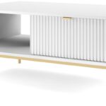 Τραπεζάκι Nova Λευκό + χρυσό 104x68x46cm