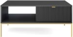 Τραπεζάκι Nova Ανθρακί+χρυσό 104x68x46cm - Image 2