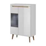 Βιτρίνα Nordi Λευκό+Higloss λευκό+Riviera 90x134x40cm