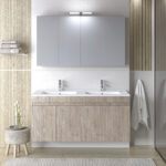 Σετ Πάγκου OMEGA 120cm με Διπλό Νιπτήρα χρ.BEIGE OAK S3BOM120BO0D - Image 2