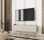 Έπιπλο τηλεόρασης ORO  Μπεζ + Χρυσό  135x53x32cm - Image 2