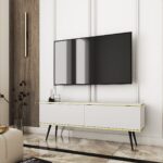 Έπιπλο τηλεόρασης ORO  Λευκό+ μαύρο 135x53x32cm