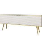 Έπιπλο τηλεόρασης ORO_MDF Λευκό + χρυσό 135x53x32cm