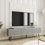 Έπιπλο τηλεόρασης ORO_MDF Γκρι 175x53x32cm