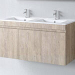 Σετ Πάγκου OMEGA 120cm με Διπλό Νιπτήρα χρ.BEIGE OAK S3BOM120BO0D