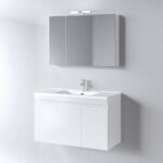 Σετ Έπιπλο Μπάνιου OMEGA WHITE 100 NEW 9SOM100GLNW Πάγκο 97x44x60cm - Image 2