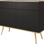 Μπουφές Oro Ανθρακί με χρυσό 107x85x39cm