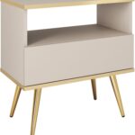 Κομοδίνο Oro μπέζ με χρυσό 59x54x39cm
