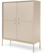 Μπουφές Mono χρώμα Μπεζ + χρυσό 103,5x125,5x39cm - Image 2